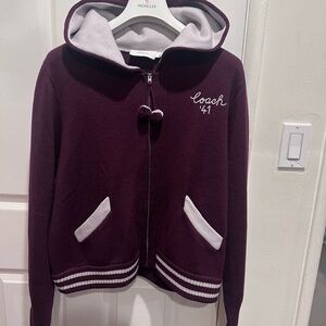 Coach Burgundy Hoodie with Embroidery